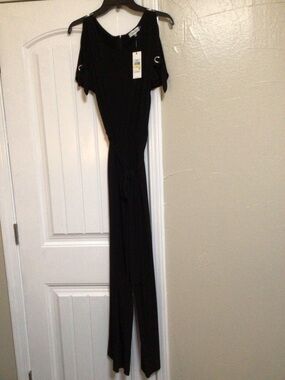 CALVIN KLEIN~Romper~ Black~Grommet Tie Sleeves~ Size~Medium